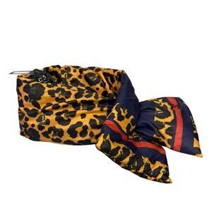 Cara New York Animal Print Scarf NEW Blue Red Stripe Cheetah Puffer Neck Wrap